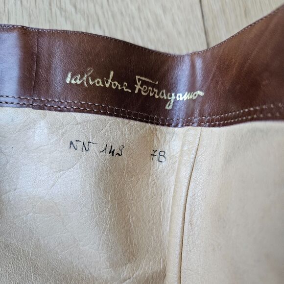 Salvatore Ferragamo CARLA women's Brouged Leather Dress Boots, Camel size 7 - Picture 3 of 12